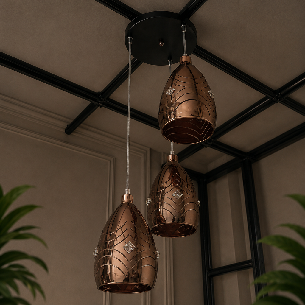 GB GOLDEN METAL STONE HANGING LIGHT