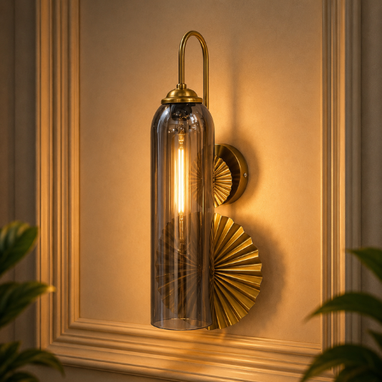 Modern Amber Glass Wall Light