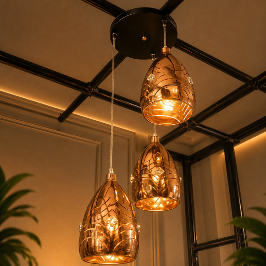 GB GOLDEN METAL STONE HANGING LIGHT