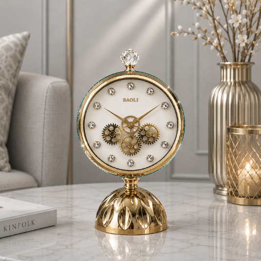 CLOCK AND MIRROR VINTAGE TABLE CLOCK