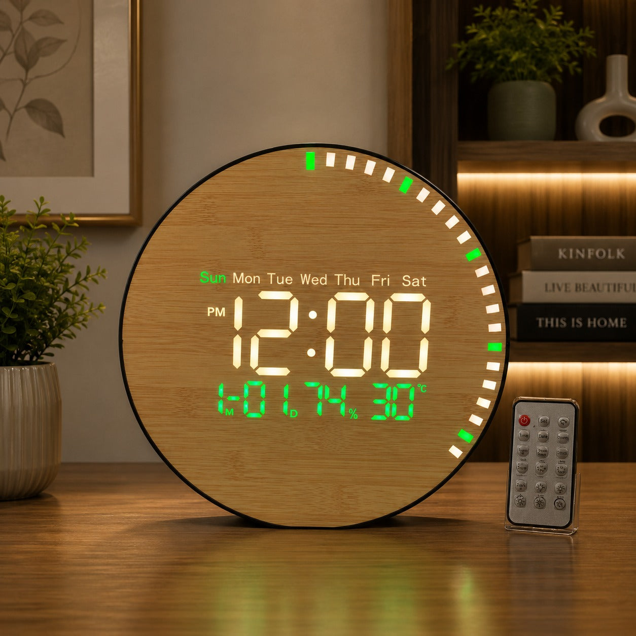 LED BAMBOO PATTERNED CLOCK DIGITAL