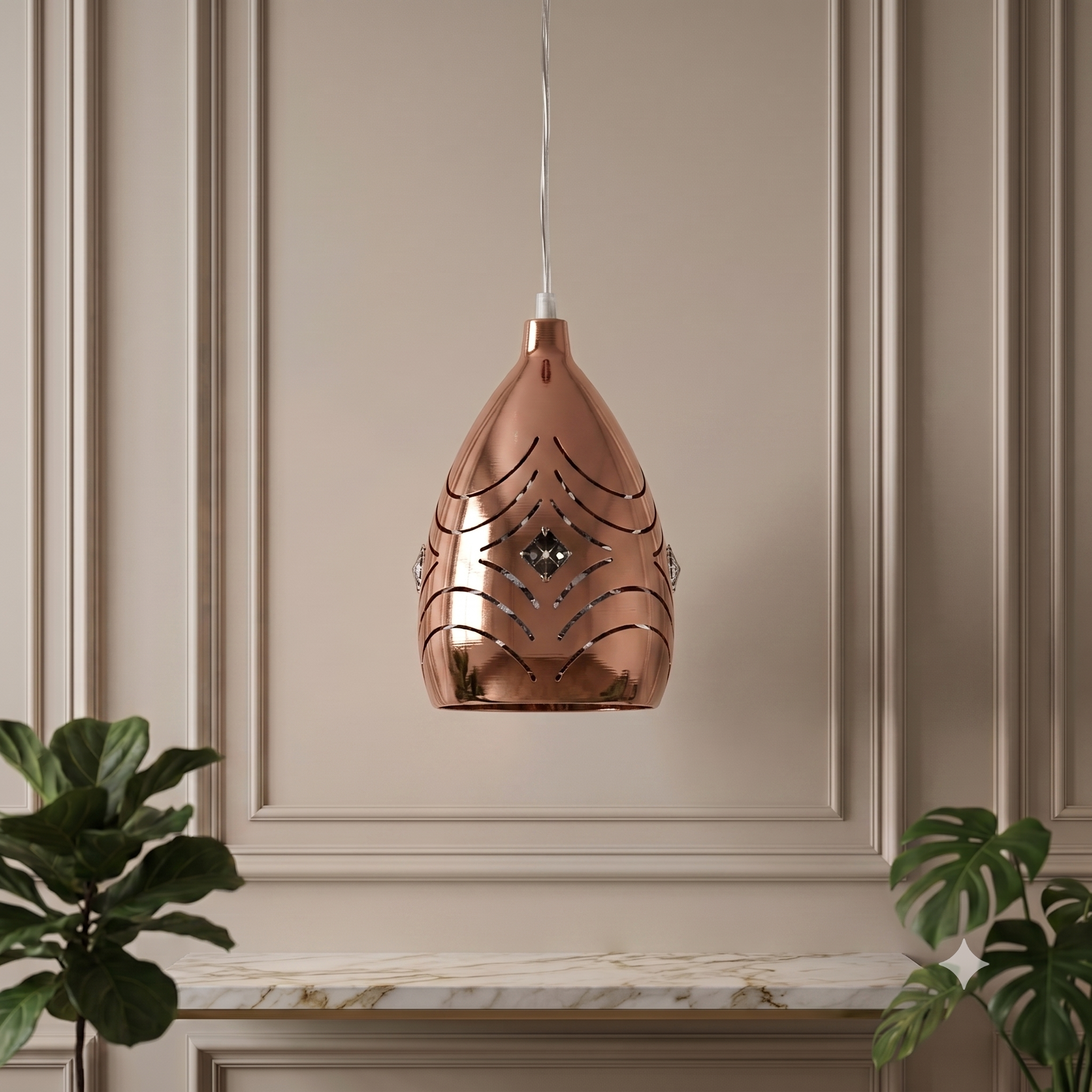 Modern Crystal Rose Gold Metal Pendant Light